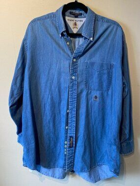 Tommy Hilfiger size large cotton mens buttoned down shirt